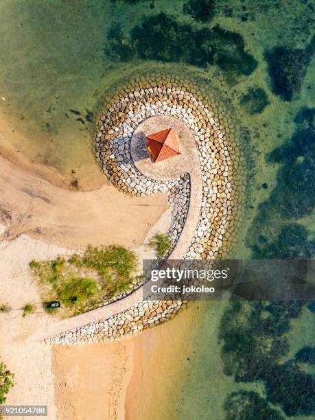 aerial view of sanur beach bali - sanur bildbanksfoton och bilder