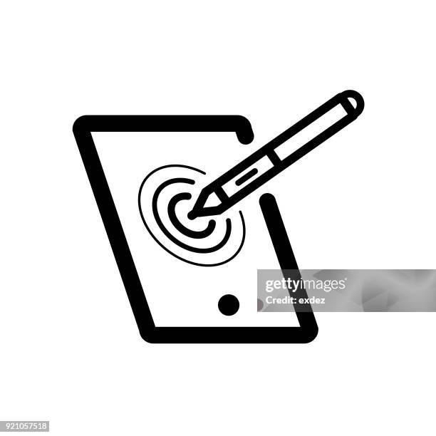 tippen sie auf digital-tablette - digitized pen stock-grafiken, -clipart, -cartoons und -symbole