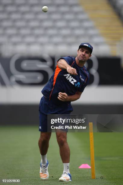 Colin de Grandhomme of New Zealand during the New Zealand Blackcaps Training Session & Media Opportunity at Eden Park on February 20, 2018 in...