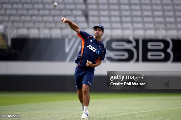 Colin de Grandhomme of New Zealand during the New Zealand Blackcaps Training Session & Media Opportunity at Eden Park on February 20, 2018 in...