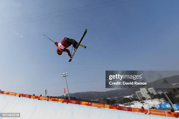 Kevin Rolland of France competes during the Freestyle Skiing Men's Ski Halfpipe Qualification on day eleven of the PyeongChang 2018 Winter Olympic...