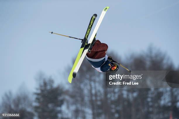 Annalisa Drew of the United States competes during the Freestyle Skiing Ladies' Ski Halfpipe Final on day eleven of the PyeongChang 2018 Winter...