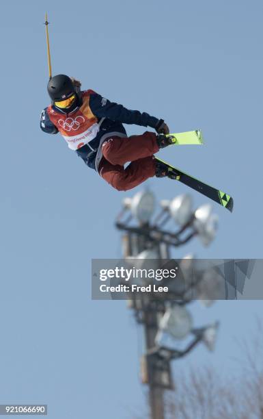 Annalisa Drew of the United States competes during the Freestyle Skiing Ladies' Ski Halfpipe Final on day eleven of the PyeongChang 2018 Winter...