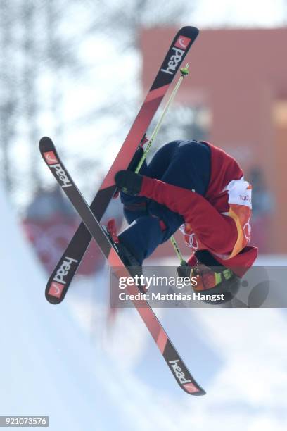 Murray Buchan of Great Britain competes during the Freestyle Skiing Men's Ski Halfpipe Qualification on day eleven of the PyeongChang 2018 Winter...