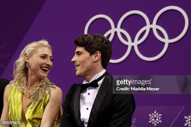Piper Gilles and Paul Poirier of Canada react after competing in the Figure Skating Ice Dance Free Dance on day eleven of the PyeongChang 2018 Winter...