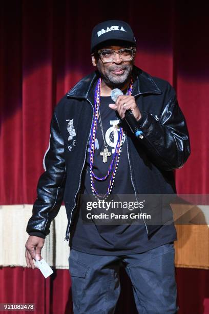 Director Spike Lee speaks onstage "School Daze" 30th Anniversary Screening at The Fox Theatre on February 19, 2018 in Atlanta, Georgia.