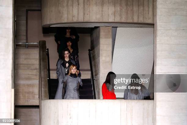 Atmosphere at the Roland Mouret show during London Fashion Week February 2018 at The National Theatre on February 18, 2018 in London, England.