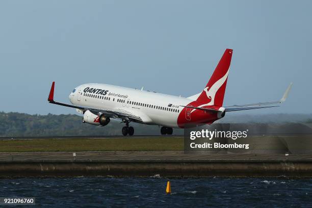 Boeing Co. 737-800 aircraft operated by Qantas Airways Ltd. Takes off from Sydney Airport in Sydney, Australia, on Tuesday, Feb. 20, 2018. Qantas...