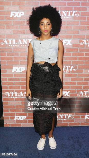 Jessica Williams arrives at FX's "Atlanta Robbin' Season" Los Angeles premiere held at Ace Theater Downtown LA on February 19, 2018 in Los Angeles,...