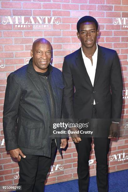 John Singleton and Damson Idris attend FX's "Atlanta Robbin' Season" Premiere - Arrivals at Ace Theater Downtown LA on February 19, 2018 in Los...