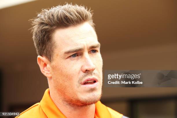 Jeremy Cameron speaks to the media during a Greater Western Sydney Giants AFL media opportunity to launch their ÔLittle GIANTSÔ early education...