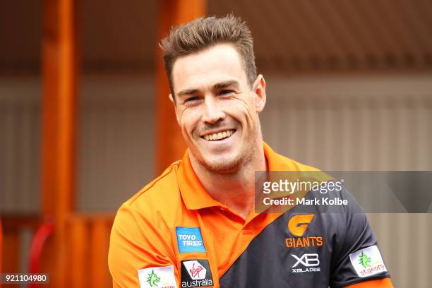 Jeremy Cameron speaks to the media during a Greater Western Sydney Giants AFL media opportunity to launch their ÔLittle GIANTSÔ early education...