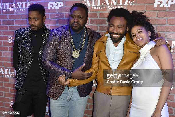Lakeith Stanfield, Brian Tyree Henry, Donald Glover and Zazie Beetz attend FX's "Atlanta Robbin' Season" Premiere - Arrivals at Ace Theater Downtown...