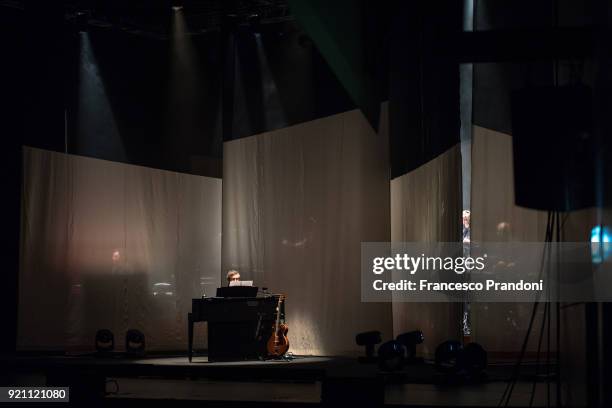 Dario Brunori of Brunori Sas performs on stage at Teatro degli Arcimboldi on February 19, 2018 in Milan, Italy.