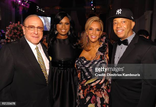 Clive Davis, Jennifer Hudson, Denise Rich and Russell Simmons attend 2009 Angel Ball to Benefit Gabrielle�s Angel Foundation hosted by Denise Rich at...
