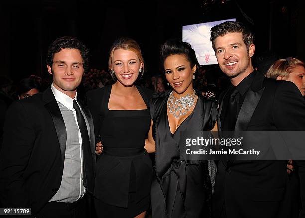 Actor Penn Badgley, actress Blake Lively, actress Paula Patton and singer Robin Thicke attend 2009 Angel Ball to Benefit Gabrielle�s Angel Foundation...