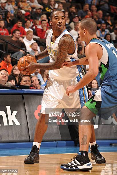 Smtih of the Denver Nuggets goes to the basket against the Minnesota Timberwolves on October 20, 2009 at the Pepsi Center in Denver, Colorado. NOTE...