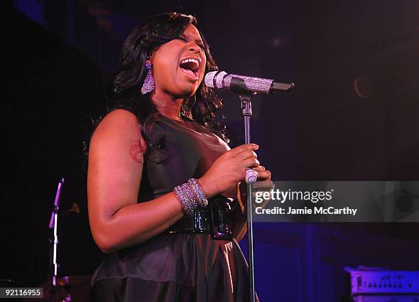 Singer Jennifer Hudson performs onstage at the 2009 Angel Ball to Benefit Gabrielle�s Angel Foundation hosted by Denise Rich at Cipriani, Wall Street...