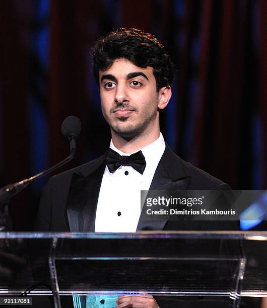 Sheikh Hamdan speaks onstage during the 2009 Angel Ball to Benefit Gabrielle�s Angel Foundation hosted by Denise Rich at Cipriani, Wall Street on...