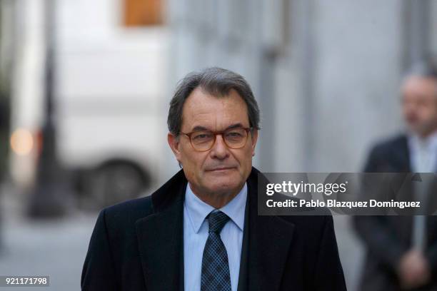 Former President of the Generalitat of Catalonia Artur Mas arrives at the Supreme Court on February 20, 2018 in Madrid, Spain. Some Catalan...