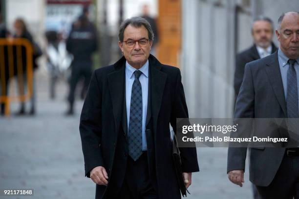 Former President of the Generalitat of Catalonia Artur Mas arrives at the Supreme Court on February 20, 2018 in Madrid, Spain. Some Catalan...