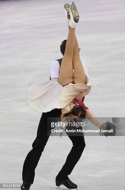 Ekaterina Bobrova and Dmitri Soloviev of Olympic Athlete from Russia compete in the Figure Skating Ice Dance Free Dance on day eleven of the...