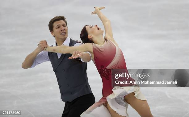 Ekaterina Bobrova and Dmitri Soloviev of Olympic Athlete from Russia compete in the Figure Skating Ice Dance Free Dance on day eleven of the...