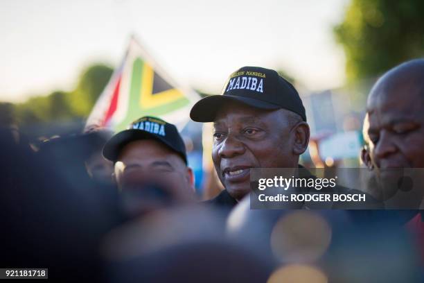 Newly sworn-in South African president Cyril Ramaphosa walks on an early morning from Guguletu township, to Athlone Stadium, a distance of about 5Km...