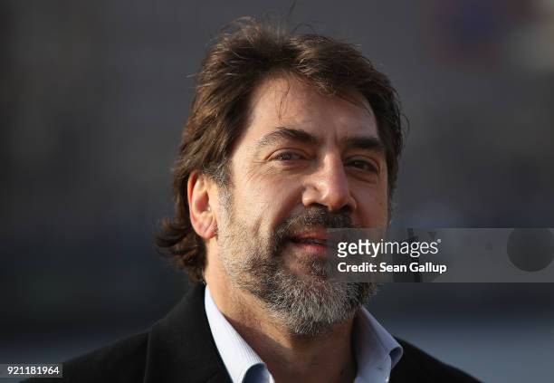 Actor Javier Bardem arrives for a press event with Greenpeace on February 20, 2018 in Berlin, Germany. Bardem and Greenpeace are seeking to promote...