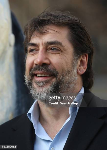 Actor Javier Bardem arrives for a press event with Greenpeace on February 20, 2018 in Berlin, Germany. Bardem and Greenpeace are seeking to promote...