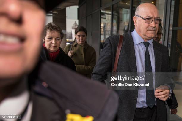 Oxfam CEO Mark Goldring and Oxfam Chair of Trustees arrive to face a select committee hearing at Portcullis House on February 20, 2018 in London,...
