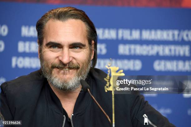 Joaquin Phoenix is seen at the 'Don't Worry, He Won't Get Far on Foot' press conference during the 68th Berlinale International Film Festival Berlin...