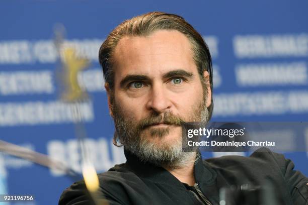 Joaquin Phoenix is seen at the 'Don't Worry, He Won't Get Far on Foot' press conference during the 68th Berlinale International Film Festival Berlin...