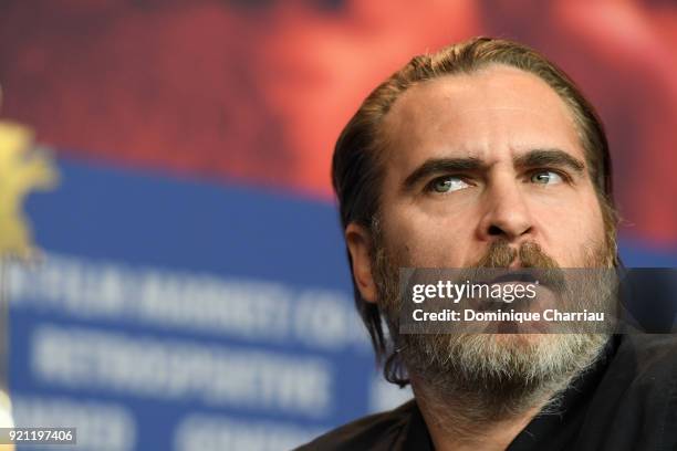 Joaquin Phoenix attends the 'Don't Worry, He Won't Get Far on Foot' press conference during the 68th Berlinale International Film Festival Berlin at...