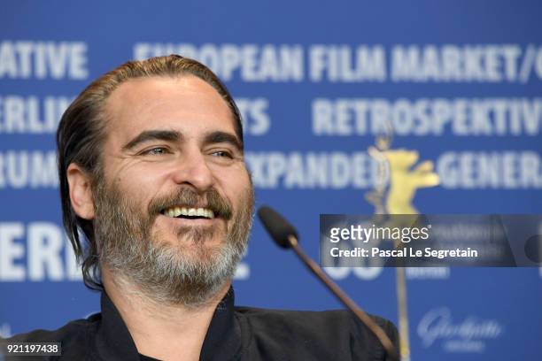 Joaquin Phoenix attends the 'Don't Worry, He Won't Get Far on Foot' press conference during the 68th Berlinale International Film Festival Berlin at...