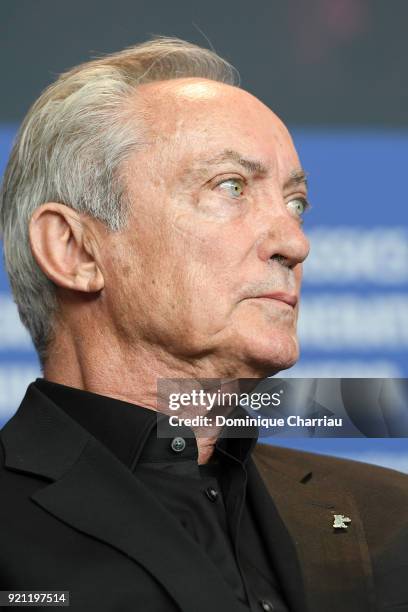 Udo Kier is seen at the 'Don't Worry, He Won't Get Far on Foot' press conference during the 68th Berlinale International Film Festival Berlin at...