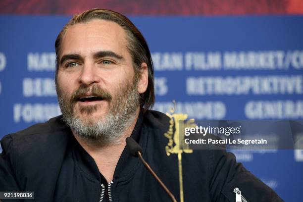 Joaquin Phoenix is seen at the 'Don't Worry, He Won't Get Far on Foot' press conference during the 68th Berlinale International Film Festival Berlin...