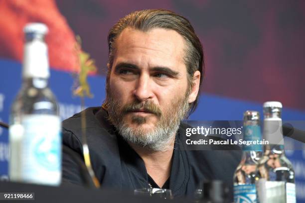 Joaquin Phoenix is seen at the 'Don't Worry, He Won't Get Far on Foot' press conference during the 68th Berlinale International Film Festival Berlin...