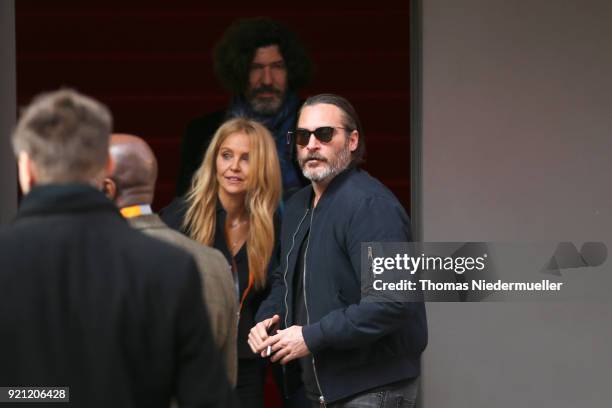 Joaquin Phoenix arrives at the 'Don't Worry, He Won't Get Far on Foot' photo call during the 68th Berlinale International Film Festival Berlin at...
