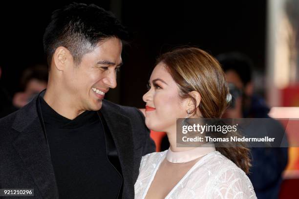 Piolo Pascual and Shaina Magdayao attend the 'Season of the Devil' premiere during the 68th Berlinale International Film Festival Berlin at Berlinale...