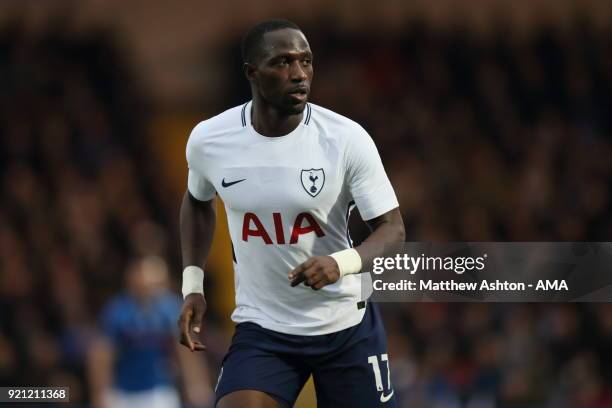 Moussa Sissoko of Tottenham Hotspur during The Emirates FA Cup Fifth Round match between Rochdale and Tottenham Hotspur on February 18, 2018 in...