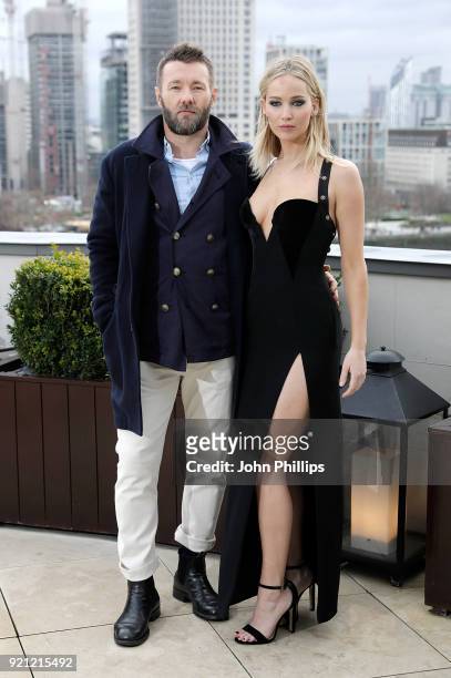Joel Edgerton and Jennifer Lawrence during the 'Red Sparrow' photocall at The Corinthia Hotel on February 20, 2018 in London, England.