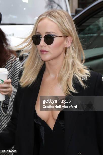 Jennifer Lawrence seen heading to a press conference for 'Red Sparrow' on February 20, 2018 in London, England.