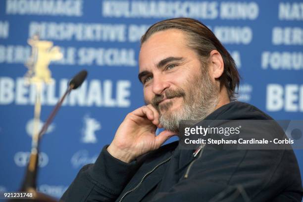 Joaquin Phoenix attends the 'Don't Worry, He Won't Get Far on Foot' press conference during the 68th Berlinale International Film Festival Berlin at...