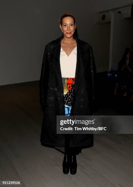 Laura Pradelska attends the Teatum Jones show during London Fashion Week February 2018 at BFC Show Space on February 20, 2018 in London, England.