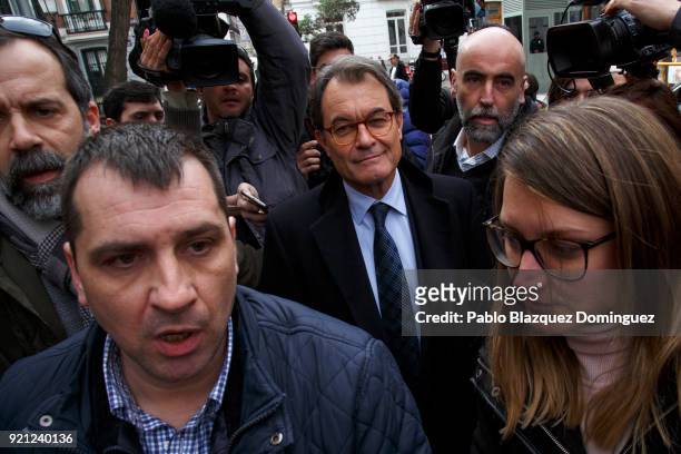 Former President of the Generalitat of Catalonia Artur Mas leaves the Supreme Court on February 20, 2018 in Madrid, Spain. Some Catalan...