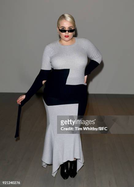 Felicity Hayward attends the Teatum Jones show during London Fashion Week February 2018 at BFC Show Space on February 20, 2018 in London, England.