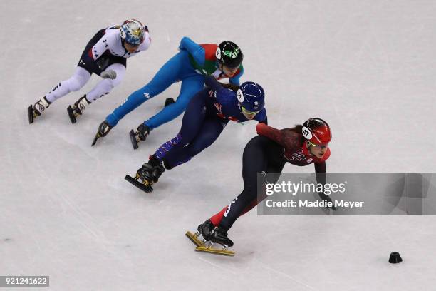 Valerie Maltais of Canada, Kathryn Thomson of Great Britain, Arianna Fontana of Italy Jessica Kooreman of the United States compete during the Ladies...