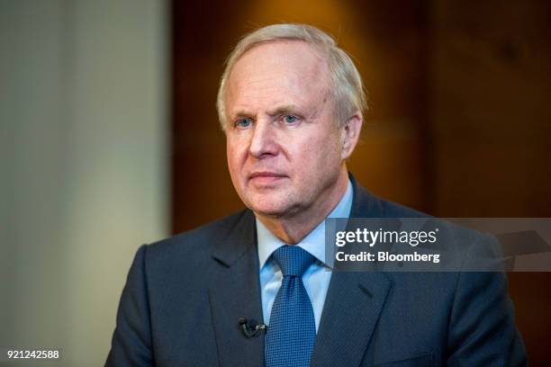 Bob Dudley, chief executive officer of BP Plc, pauses during a Bloomberg Television interview at the International Petroleum Week conference in...