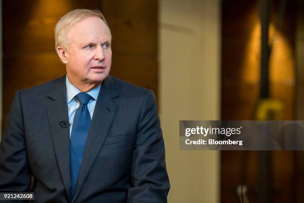 Bob Dudley, chief executive officer of BP Plc, pauses during a Bloomberg Television interview at the International Petroleum Week conference in...